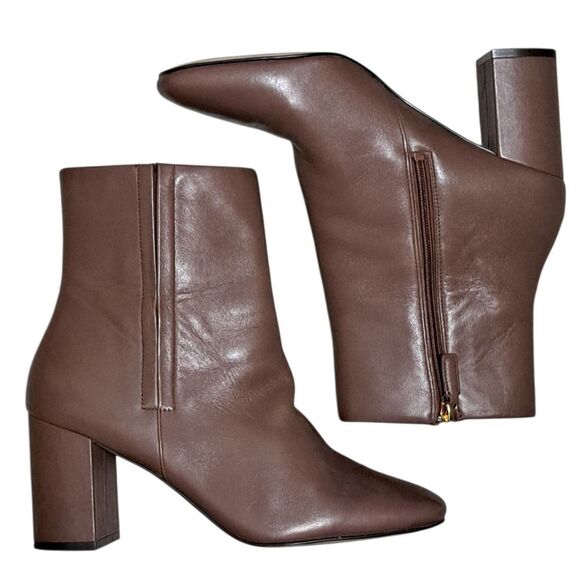 Cole Haan Grand 360 Cristy Square Boho Chunky Heel Bootie Sz 10 Chestnut Leather - Picture 1 of 16